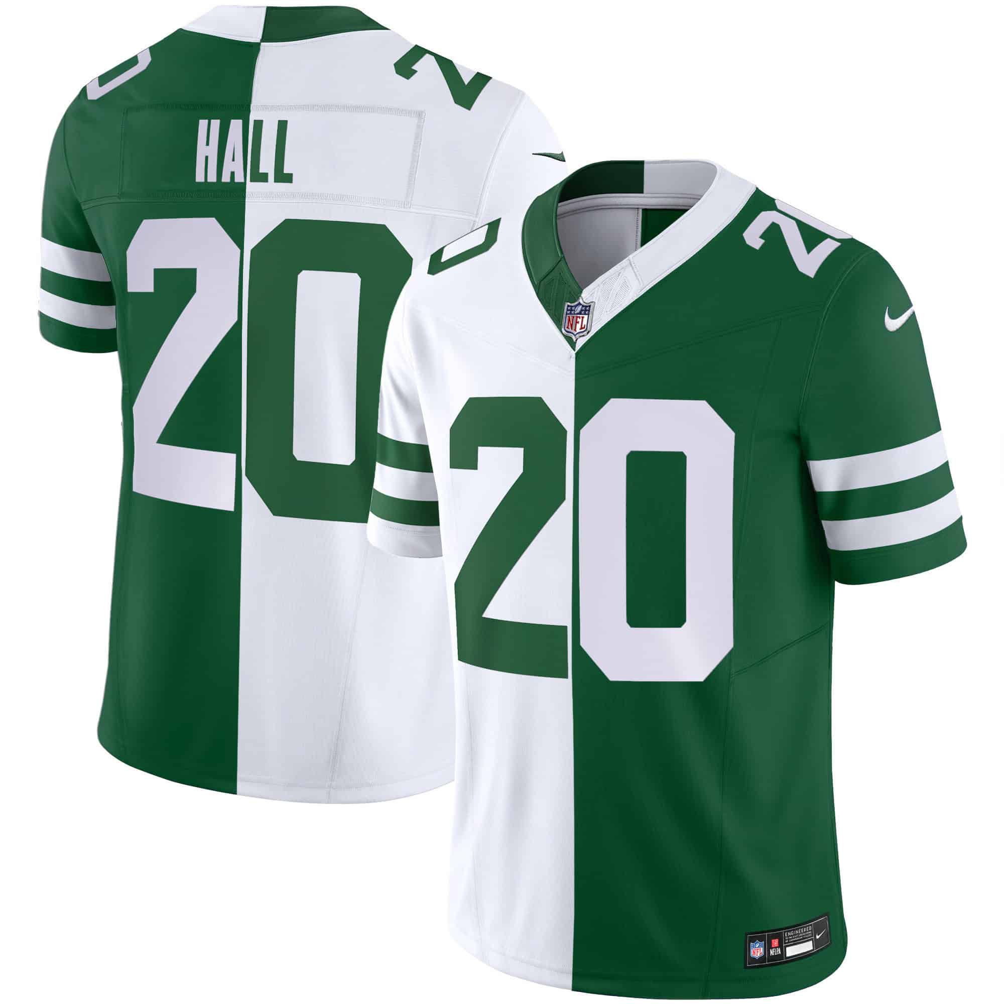 Men New York Jets #20 Hall White with green 2024 Nike Limited NFL Jersey